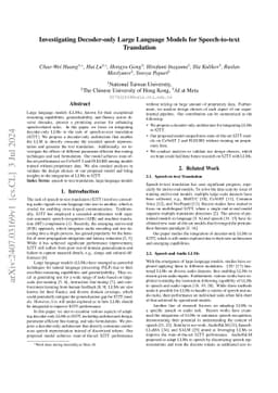 Investigating Decoder-only Large Language Models for Speech-to-text
  Translation