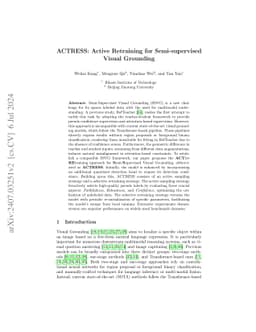 ACTRESS: Active Retraining for Semi-supervised Visual Grounding