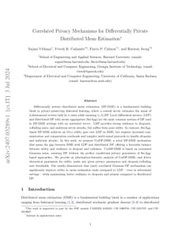 Correlated Privacy Mechanisms for Differentially Private Distributed Mean Estimation