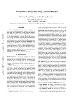 Prosody-Driven Privacy-Preserving Dementia Detection