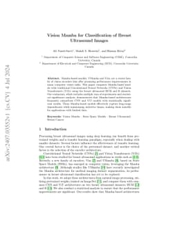 Vision Mamba for Classification of Breast Ultrasound Images