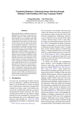 Visualizing Dialogues: Enhancing Image Selection through Dialogue
  Understanding with Large Language Models