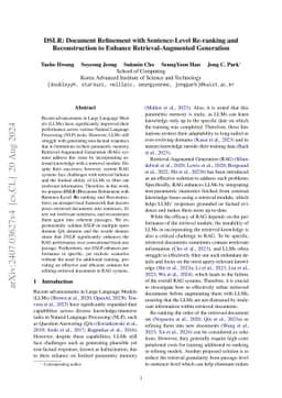 DSLR: Document Refinement with Sentence-Level Re-ranking and
  Reconstruction to Enhance Retrieval-Augmented Generation