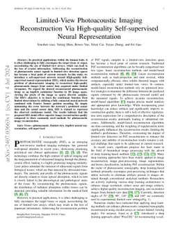 Limited-View Photoacoustic Imaging Reconstruction Via High-quality
  Self-supervised Neural Representation