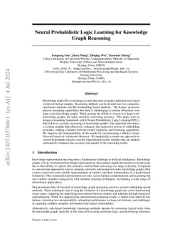 Neural Probabilistic Logic Learning for Knowledge Graph Reasoning