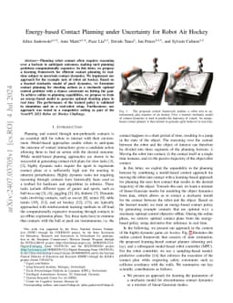 Energy-based Contact Planning under Uncertainty for Robot Air Hockey