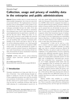 Collection, usage and privacy of mobility data in the enterprise and
  public administrations