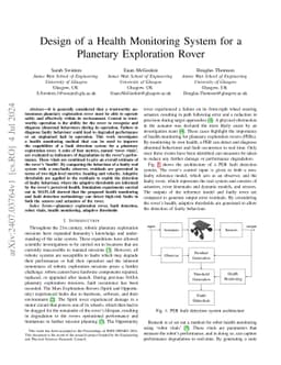 Design of a Health Monitoring System for a Planetary Exploration Rover