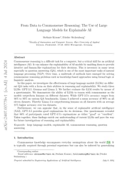From Data to Commonsense Reasoning: The Use of Large Language Models for
  Explainable AI