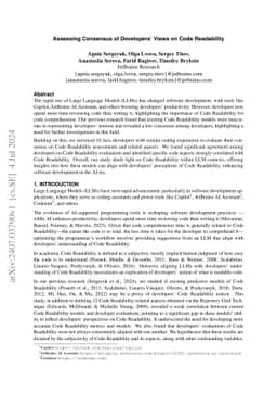 Assessing Consensus of Developers' Views on Code Readability