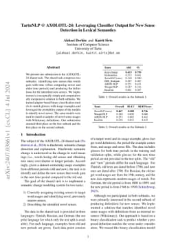 TartuNLP @ AXOLOTL-24: Leveraging Classifier Output for New Sense
  Detection in Lexical Semantics