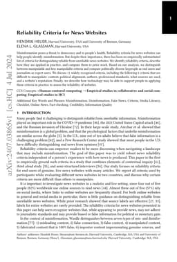 Reliability Criteria for News Websites