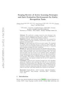 Scoping Review of Active Learning Strategies and their Evaluation
  Environments for Entity Recognition Tasks