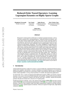 Reduced-Order Neural Operators: Learning Lagrangian Dynamics on Highly
  Sparse Graphs