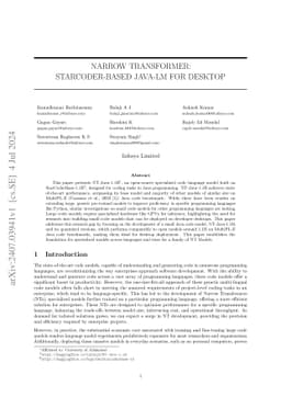 Narrow Transformer: Starcoder-Based Java-LM For Desktop