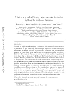 A fast neural hybrid Newton solver adapted to implicit methods for nonlinear dynamics