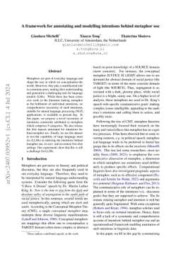 A framework for annotating and modelling intentions behind metaphor use