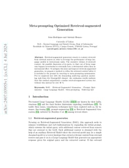 Meta-prompting Optimized Retrieval-augmented Generation