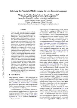 Unlocking the Potential of Model Merging for Low-Resource Languages