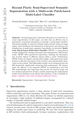 Beyond Pixels: Semi-Supervised Semantic Segmentation with a Multi-scale
  Patch-based Multi-Label Classifier