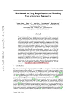 Benchmark on Drug Target Interaction Modeling from a Structure
  Perspective