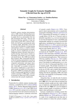 Semantic Graphs for Syntactic Simplification: A Revisit from the Age of
  LLM