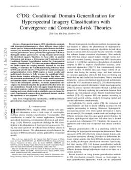 C$^3$DG: Conditional Domain Generalization for Hyperspectral Imagery
  Classification with Convergence and Constrained-risk Theories