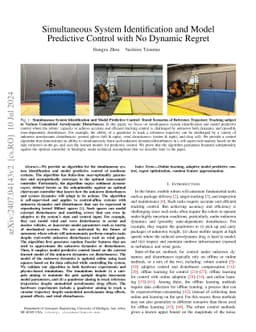 Simultaneous System Identification and Model Predictive Control with No Dynamic Regret