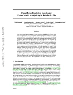 Quantifying Prediction Consistency Under Model Multiplicity in Tabular
  LLMs