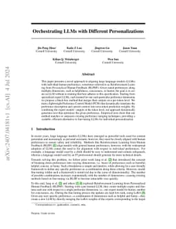 Orchestrating LLMs with Different Personalizations