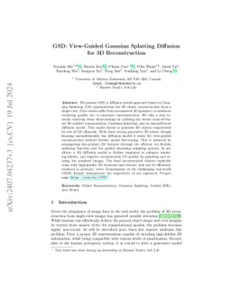 GSD: View-Guided Gaussian Splatting Diffusion for 3D Reconstruction