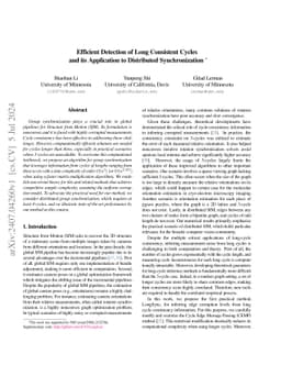 Efficient Detection of Long Consistent Cycles and its Application to
  Distributed Synchronization