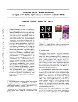 Variational Partial Group Convolutions for Input-Aware Partial
  Equivariance of Rotations and Color-Shifts
