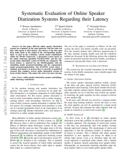 Systematic Evaluation of Online Speaker Diarization Systems Regarding
  their Latency