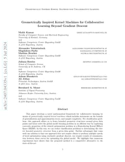 Geometrically Inspired Kernel Machines for Collaborative Learning Beyond
  Gradient Descent