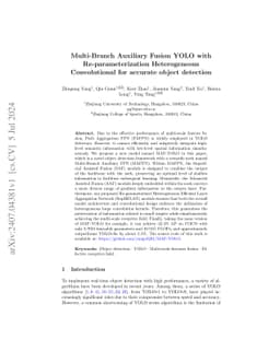 Multi-Branch Auxiliary Fusion YOLO with Re-parameterization
  Heterogeneous Convolutional for accurate object detection