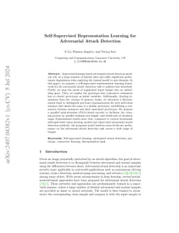 Self-Supervised Representation Learning for Adversarial Attack Detection