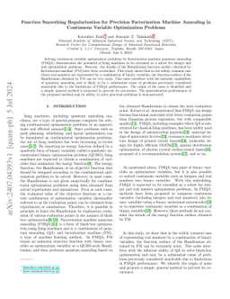 Function Smoothing Regularization for Precision Factorization Machine
  Annealing in Continuous Variable Optimization Problems