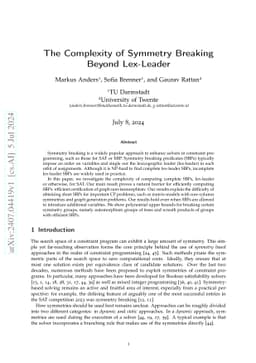 The Complexity of Symmetry Breaking Beyond Lex-Leader