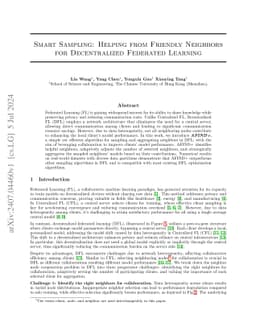 Smart Sampling: Helping from Friendly Neighbors for Decentralized
  Federated Learning