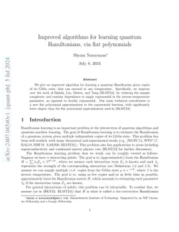 Improved algorithms for learning quantum Hamiltonians, via flat
  polynomials