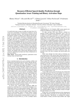 Resource-Efficient Speech Quality Prediction through Quantization Aware
  Training and Binary Activation Maps