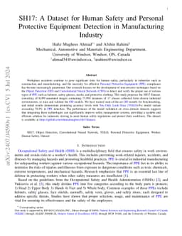 SH17: A Dataset for Human Safety and Personal Protective Equipment
  Detection in Manufacturing Industry