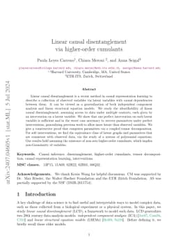 Linear causal disentanglement via higher-order cumulants