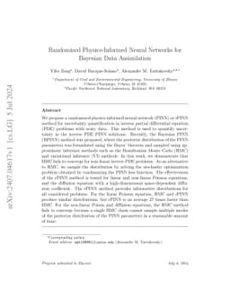Randomized Physics-Informed Neural Networks for Bayesian Data
  Assimilation