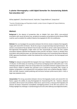 Is plantar thermography a valid digital biomarker for characterising
  diabetic foot ulceration risk?