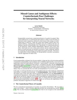 Missed Causes and Ambiguous Effects: Counterfactuals Pose Challenges for
  Interpreting Neural Networks