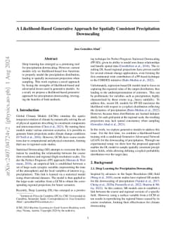 A Likelihood-Based Generative Approach for Spatially Consistent
  Precipitation Downscaling