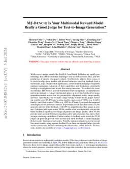 MJ-Bench: Is Your Multimodal Reward Model Really a Good Judge for
  Text-to-Image Generation?