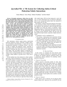 JaywalkerVR: A VR System for Collecting Safety-Critical
  Pedestrian-Vehicle Interactions